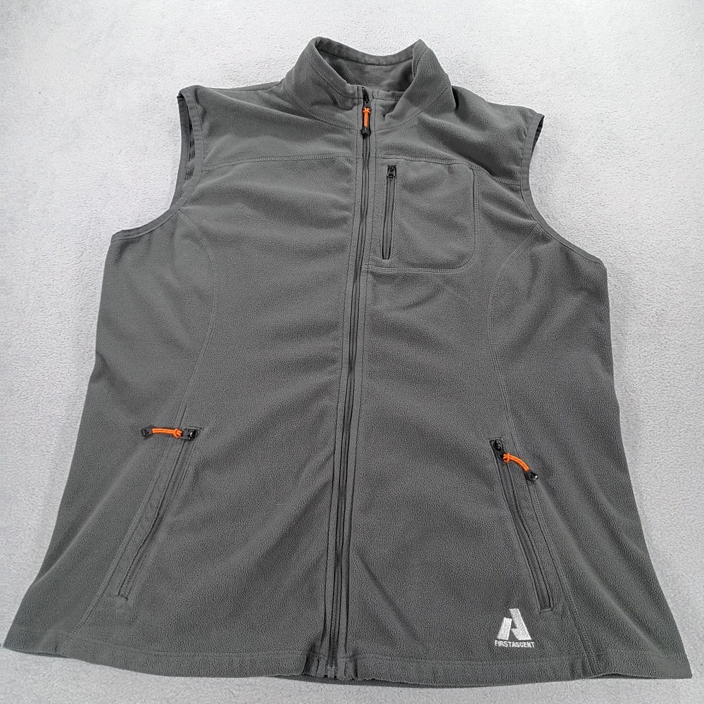 First Ascent Eddie Bauer Womens Fleece Vest Gray XL Full Zip Pockets